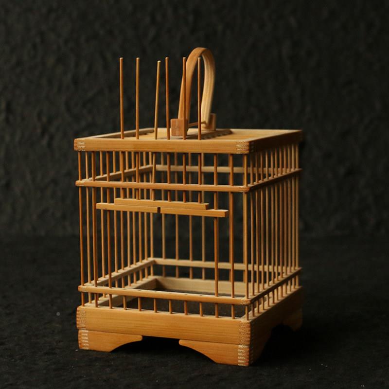 精品手工制AQW方形老玉竹螽作斯虫笼竹纯制竹丝笼蛐蛐笼叫罐竹虫