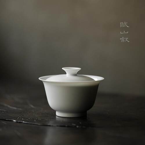 手工审评盖碗 景镇纯JII白陶瓷茶具德8 0ml至10ml不烫5手设计