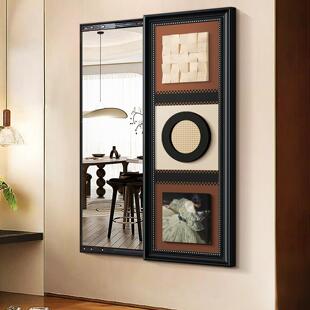 立体实木可关藏闭全身镜隐式 岩中古风镜拉子画 推穿g2662衣镜法式