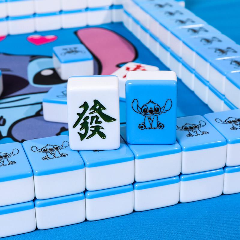蓝色史迪家用手搓麻奇将牌404/42/4号GCO雀卡通麻将宿舍创意牌定