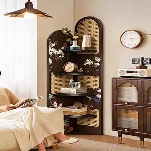 中古风转角柜窄客物厅柜卧室收墙纳架落地置架一体靠墙德美怡家角