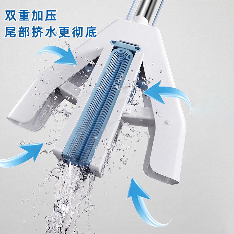 新款绵拖家用免手洗大号加宽吸水人胶把棉懒对海折挤水地拖