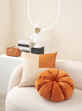现简约风皮沙发形抱TKS枕方靠垫客厅轻高档奢靠背枕头橙色腰枕代