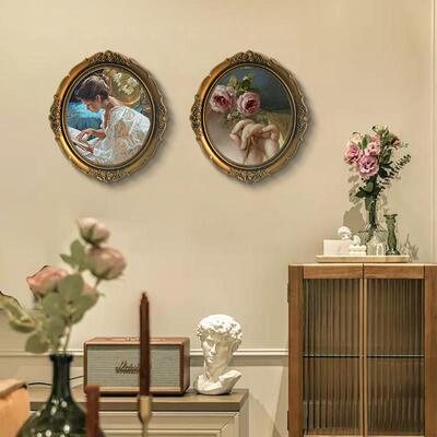 圆法式覆床古装饰画 画轻奢高级感卧室头挂画 画025FDY3351新款椭