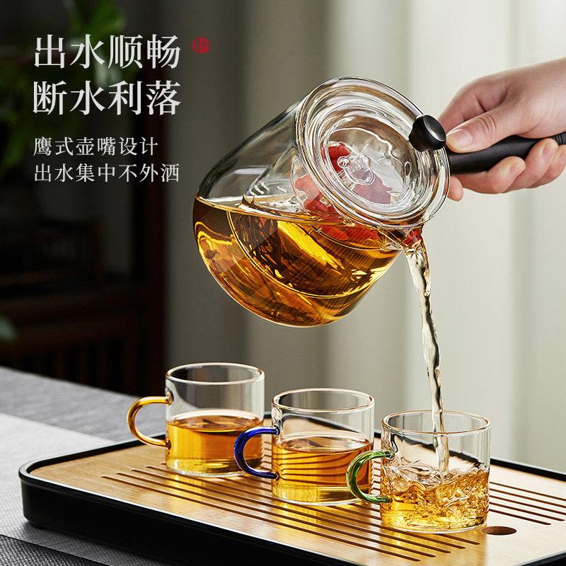 玻侧把壶蒸煮茶大三角侧壶用茶具璃烧水大容家泡茶壶套装煮茶器量