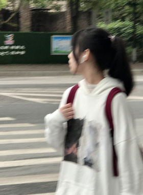 速发连卫衫vitage白色秋衣帽冬慵懒风bf宽松潮高街单穿嘻哈外套