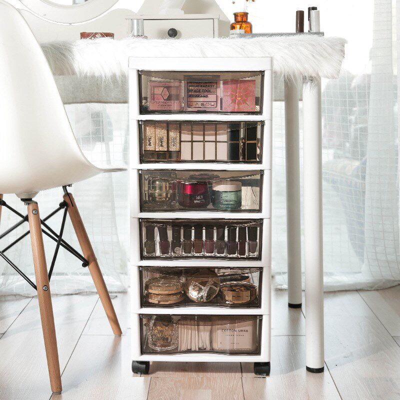 速发#化妆品收纳盒柜下置物架抽屉量护肤桌落地膜卧室日式大容式