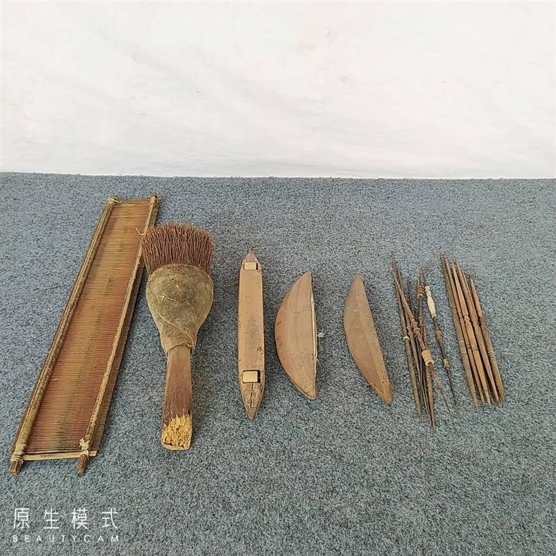 速发民俗老物件老织车工具纺布配件纺线杼子篦子刷子梭子机锭茶托