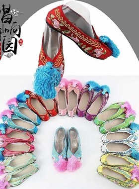 速发新款戏剧戏曲红色绣花鞋彩鞋京剧影视青子越剧鞋子鞋衣花旦平