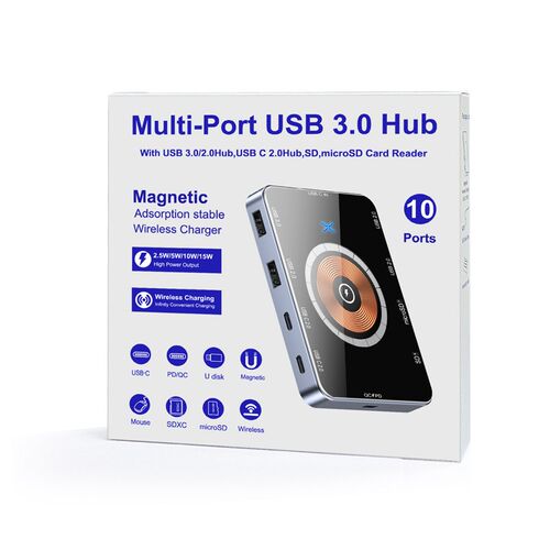 速发拓展坞Ty0ec扩展坞15W无线快充hub.p十合1双头手分电脑机线器