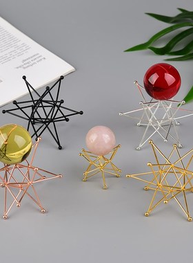 速发二款制造镀金十新星耀水晶球矿晶工座托架摆件底艺品摆件创意