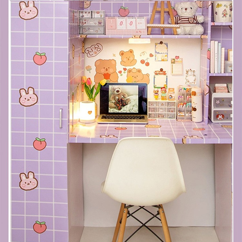速发宿舍墙纸桌贴壁柜自粘饰面贴纸装桌学生纸子桌子房间改造防水