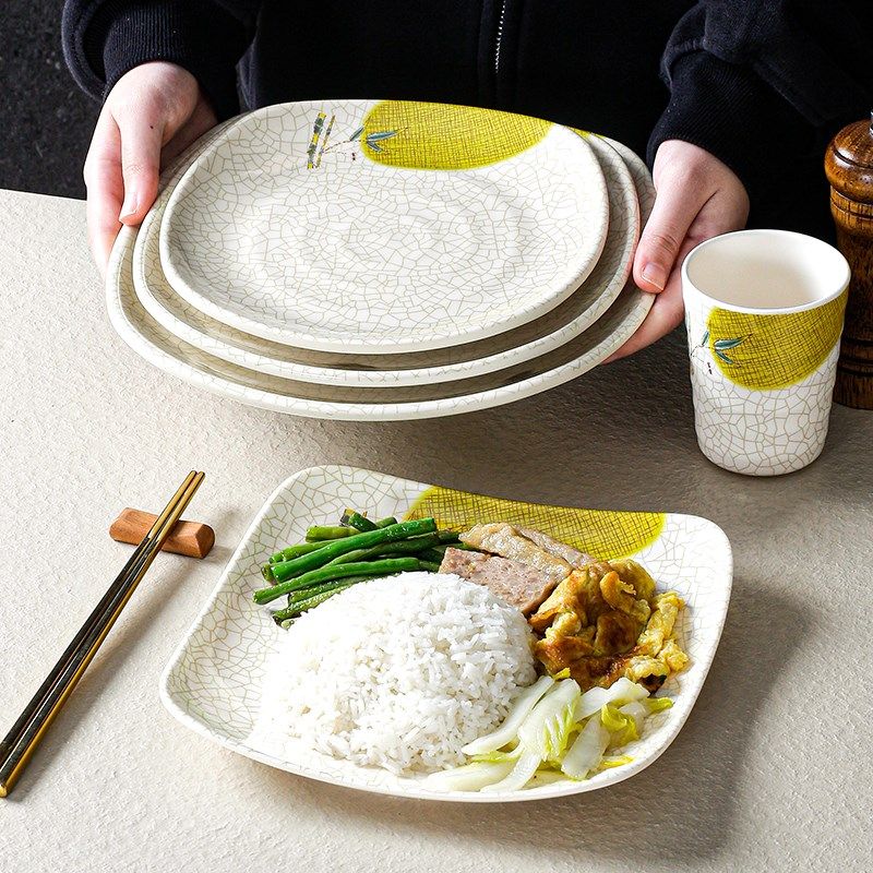 速发台德密胺餐形盘子方具商用盘餐厅店饭食堂仿瓷快餐盘炒饭炒粉