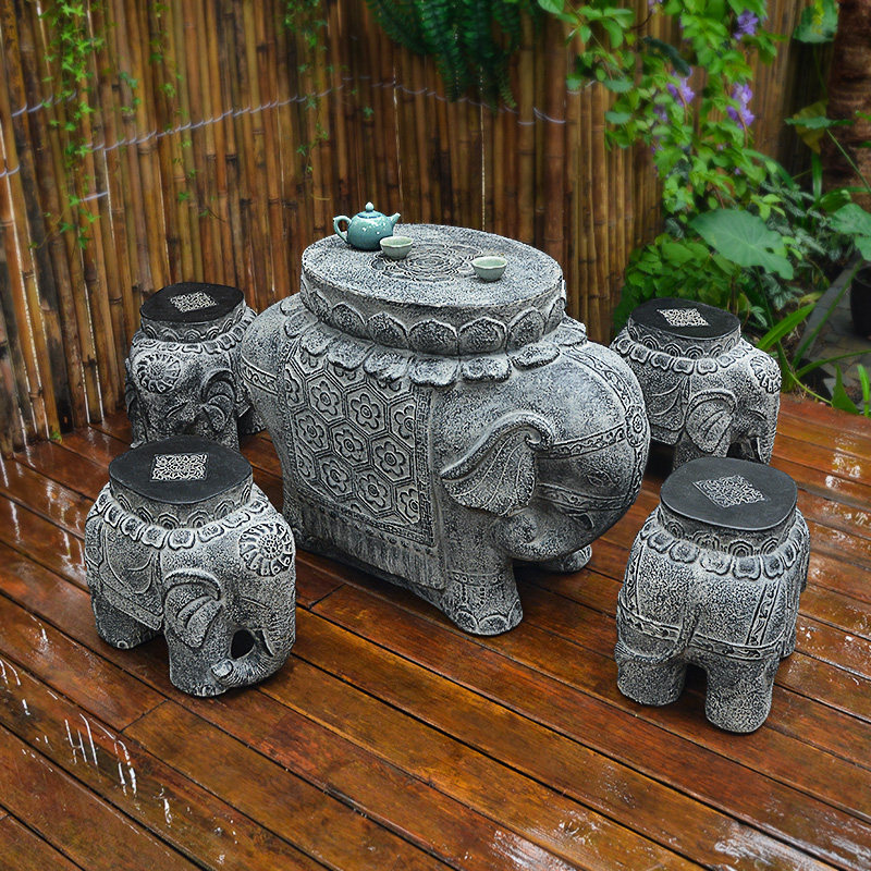 速发室外露天桌户茶台人造石墩水泥防水防晒庭院子天台园外花椅茶