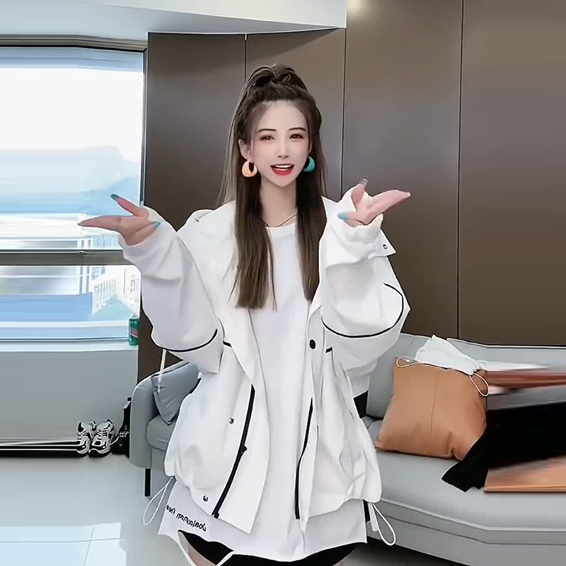 速发小外套2024春秋新衫开 款防晒衣夹克高级感短个子风衣棒