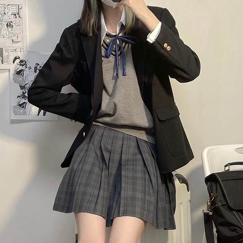 金玉现货忠春夏学校用品k格子裙正J品正TOB学生裙女制服百褶品裙