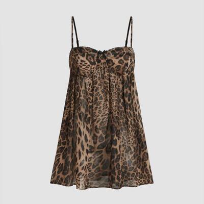 CIDER明星同款正豹纹蝴蝶结IHK裙雪纺宽松品性9感吊带连衣4裙1133