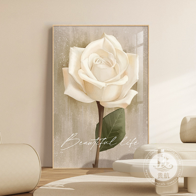 奶油风客厅装饰画高级感落地画花卉玄关挂画轻奢沙发背景墙面壁画