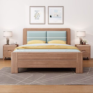 胡桃木床1.2米1.35米1.8米双人床1.5一米二老单人床定制实木床