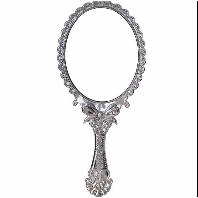 进口复古款风格镜化妆同折叠韩国桌韩剧公主手柄镜子蔷薇