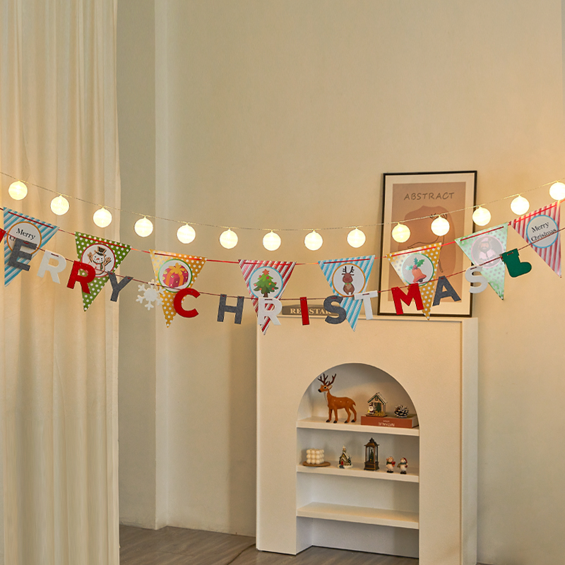 圣诞节装饰品发光圣诞吊旗拉旗挂件diy挂饰灯串场景室内氛围布置