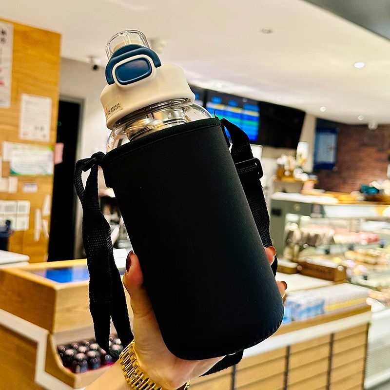 玻璃杯茶水分离泡茶杯大容量水杯吸管杯男女士耐高温喝水杯子1升