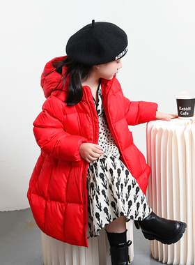 女童羽绒服中长款加厚冬季新款修身中大儿童羽绒服外套22160
