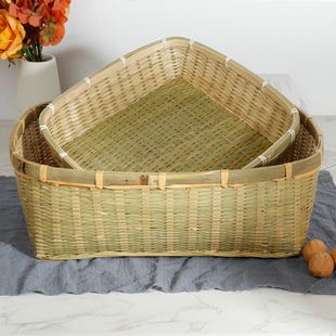 竹筐手工竹编制品竹编收纳筐长方形簸箕农家家用大号厨房水果店用