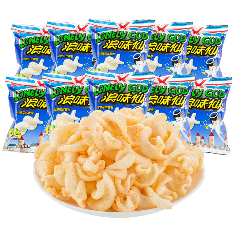 旺旺开心浪味仙约10包薯片薯卷零食蔬菜味零食小吃休闲食品