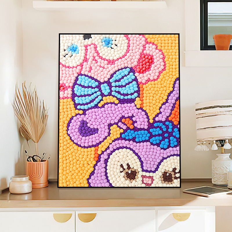 儿童和小学生手工制作创意星露卡通动画毛球粘画材料包