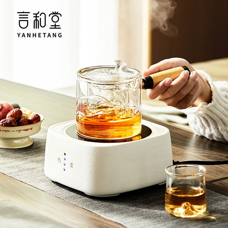 速发言和堂玻璃蒸煮茶壶侧把泡茶壶家用耐热电陶炉功夫茶具套装急
