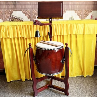 立式铃鼓法器道场法鼓台湾铃鼓牛皮鼓实木大三脚鼓架寺院钟鼓法器