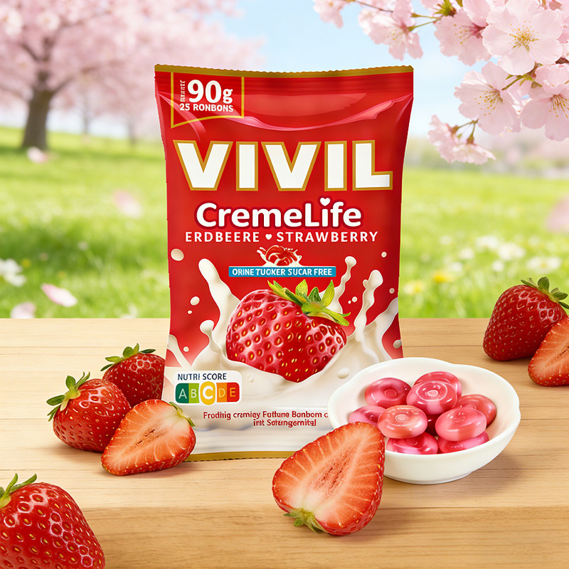 VIVIL德国进口特浓奶糖草莓味咖啡味硬糖独立包装糖果休闲零食