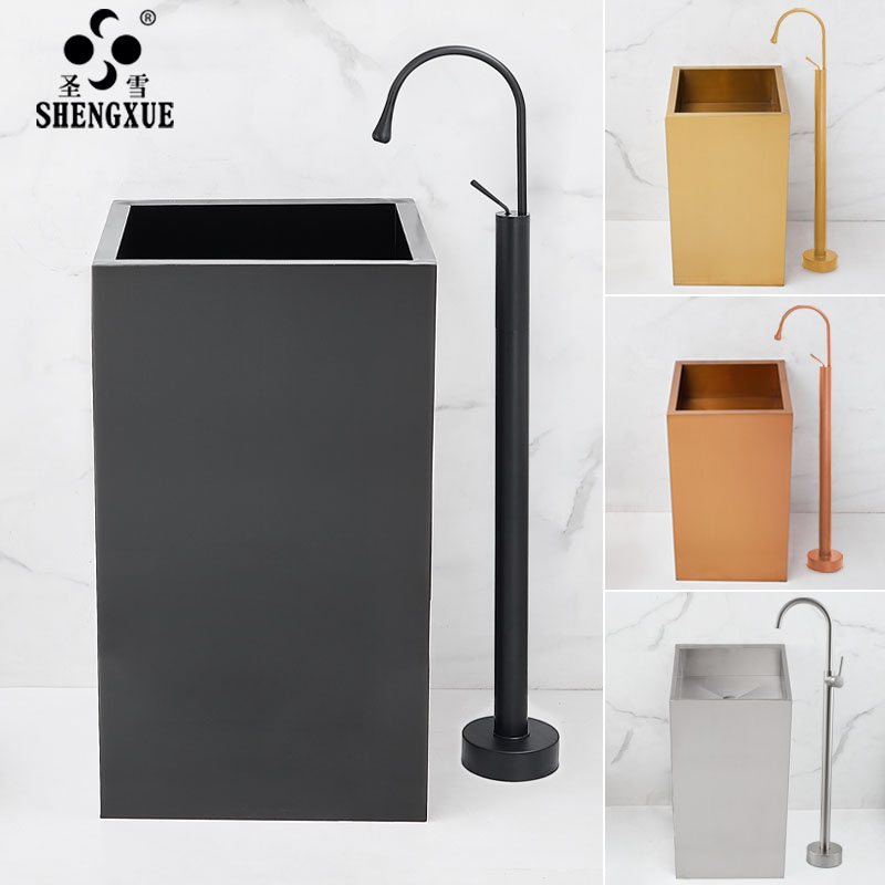 304不锈钢立柱式洗手盆洗脸面盆洗手台落地式洗漱台化妆室酒吧KTV