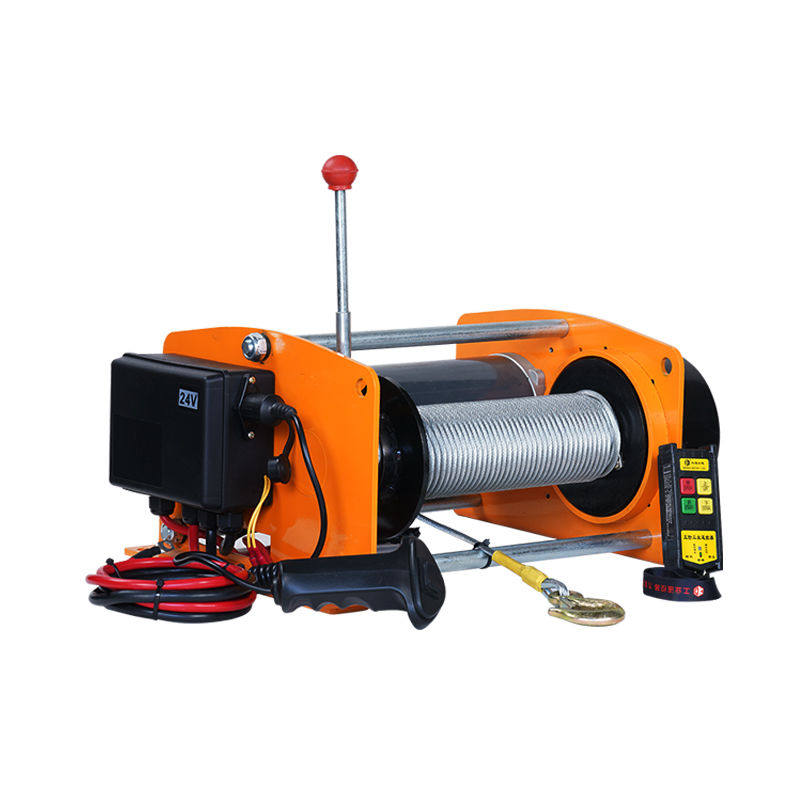 可持续工作100米钢丝绳24v48v电动绞盘快速车载吊机卷扬机提升机