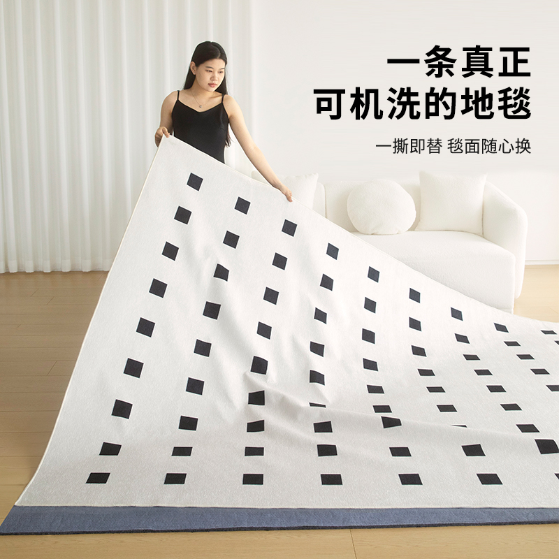 可拆洗机洗地毯客厅2024新款卧室茶几防水免打理厚地垫轻奢奶油风