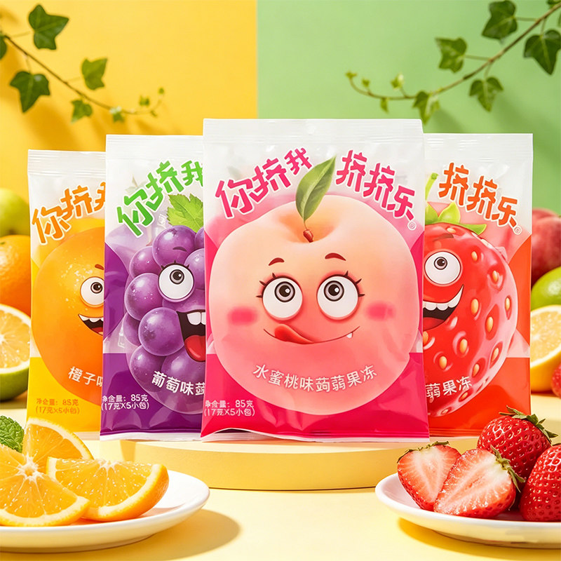 挤挤乐蒟蒻果冻85g*2包多口味休闲儿童果冻零食小吃