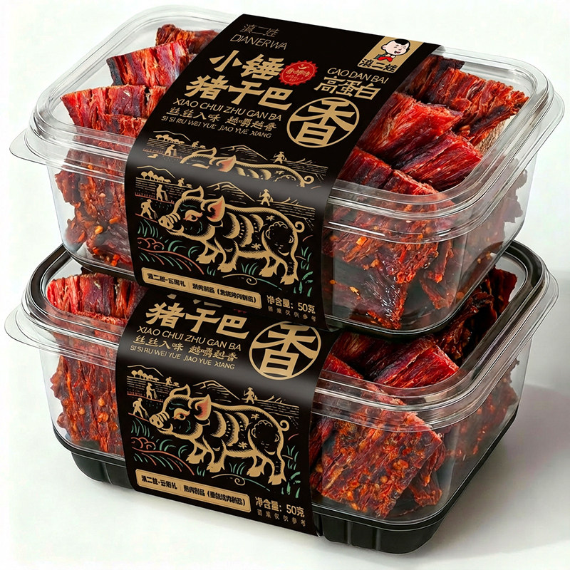 风干猪肉滇二娃云南特产木棰猪肉干巴香辣风干手撕猪肉干解馋肉类