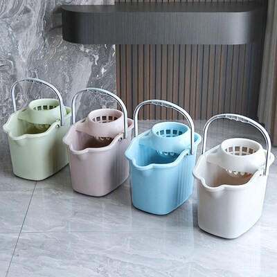 加厚加高拖地桶带轮子家用长方形拖把桶大容量提手塑料清洁脱水