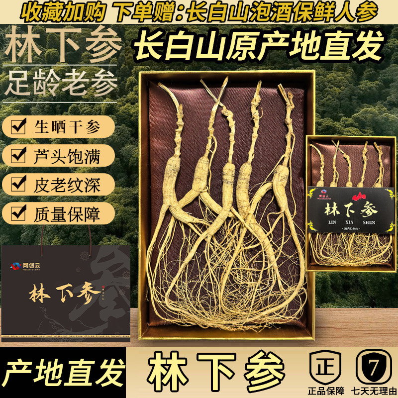 林下山参林下参山参长白山人参生晒干参正品人参整枝林下山参礼盒