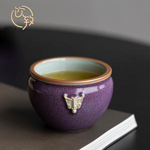 速发中式开片茶杯 汝窑复古陶瓷杯 饮致大号主人杯