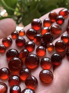 正圆形天然石榴石戒面裸石镶嵌编绳戒指吊坠手链耳钉内有杂质