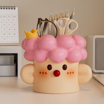 可爱少女心治愈桌面摆件大容量笔筒办公室收纳桶卡通毕业礼物