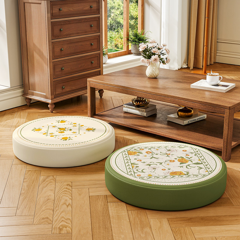 氛围感美式圆形椅垫坐垫阳台榻榻米乳胶坐垫防滑圆凳垫复古蒲团
