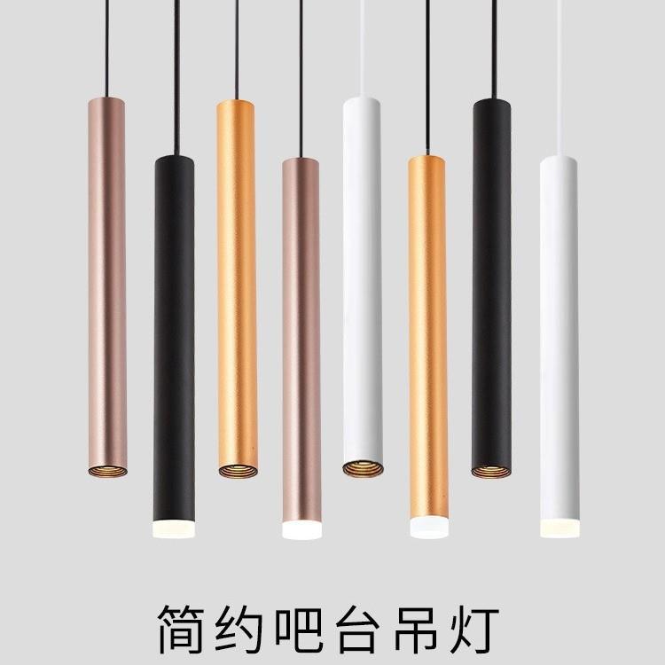 跨镜圆柱吊线筒灯长条筒圆柱形吊装加长筒COB射灯LED单灯金色古铜