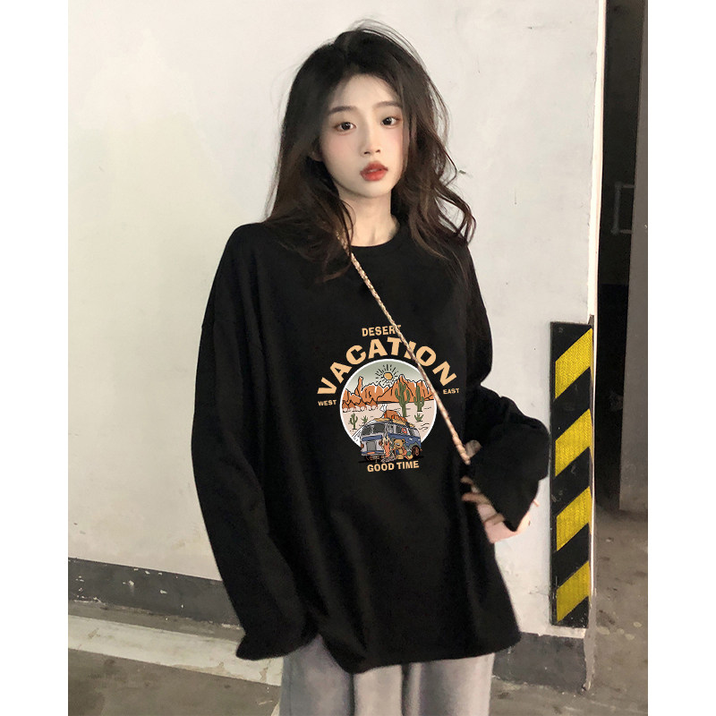 速发早秋纯棉长袖t恤女2026新款秋冬季内搭打底衫宽松大码上衣服