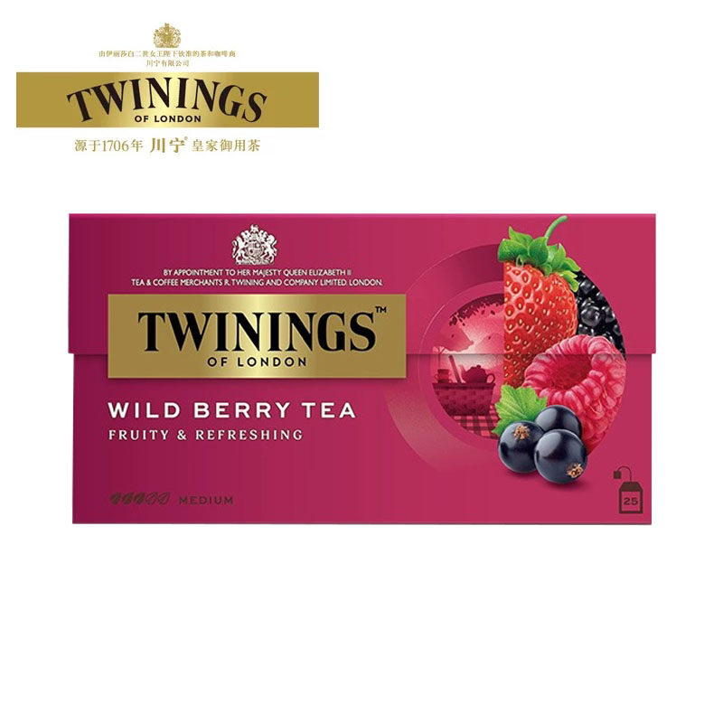 英国川宁Twinings果茶综合野莓果香红茶25片装茶包袋泡茶红茶