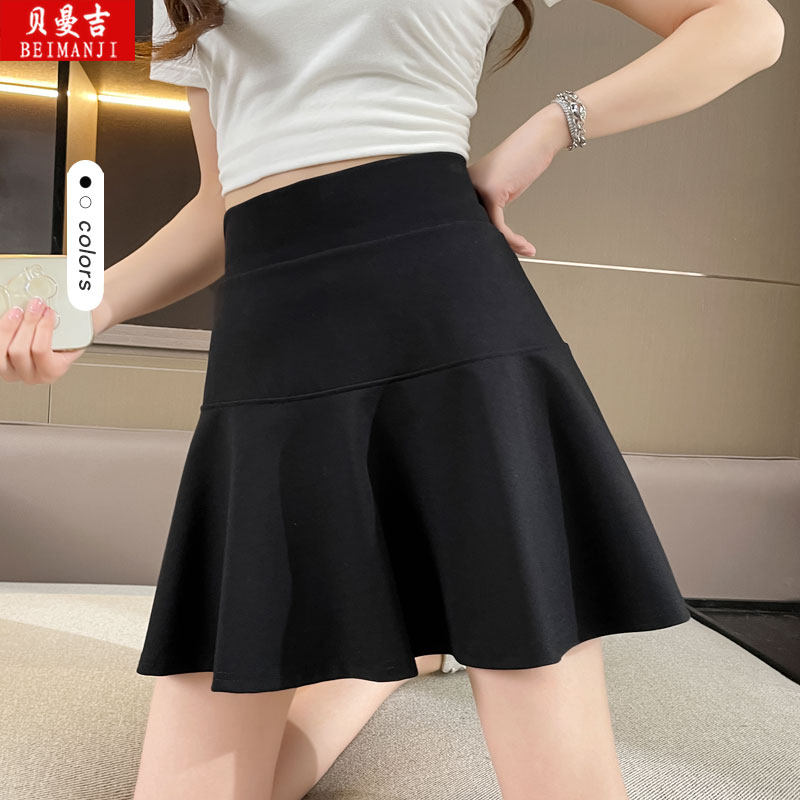 速发黑色百褶裙夏a字半身裙女2023新款大码胖mm高腰设计气质短裙