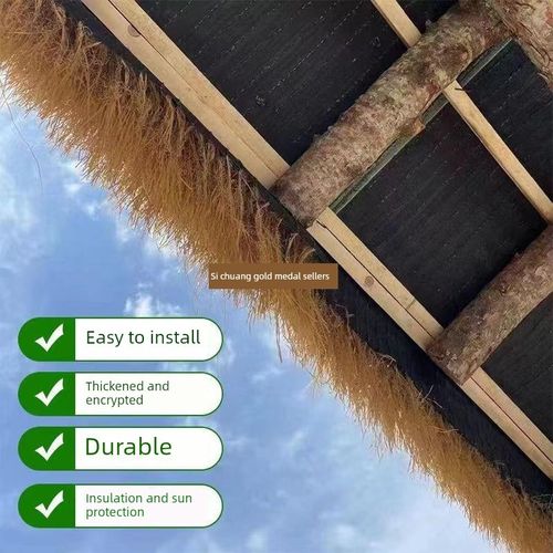 彷真茅草塑料毛草屋顶稻草农家乐景区凉亭民宿木屋庭院地毯式装饰