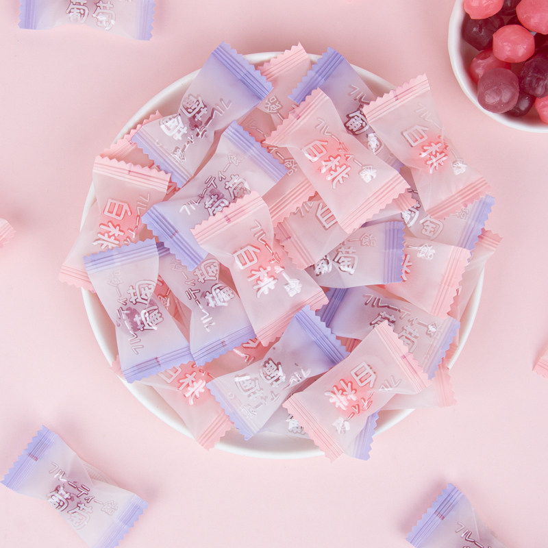 高颜值水果硬糖白桃果汁休闲小零食商用结婚喜糖散装批发招待糖果